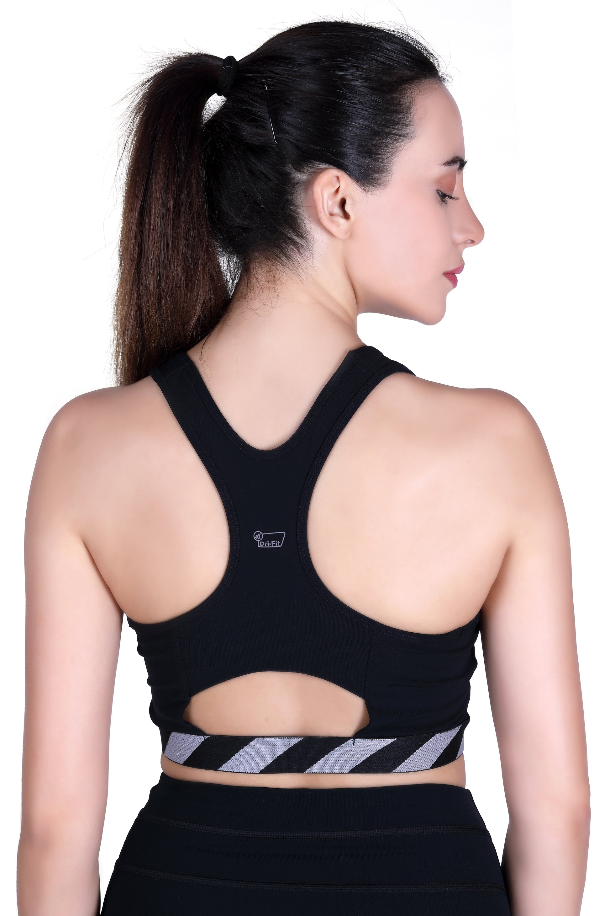WOMEN JUST-DRY HIGH IMPACT GYM WORKOUT SPORTS BRA WITH REMOVABLE PADS