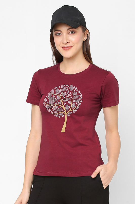 GLOWING FAIRY TREE PRINTED COTTON T-SHIRT