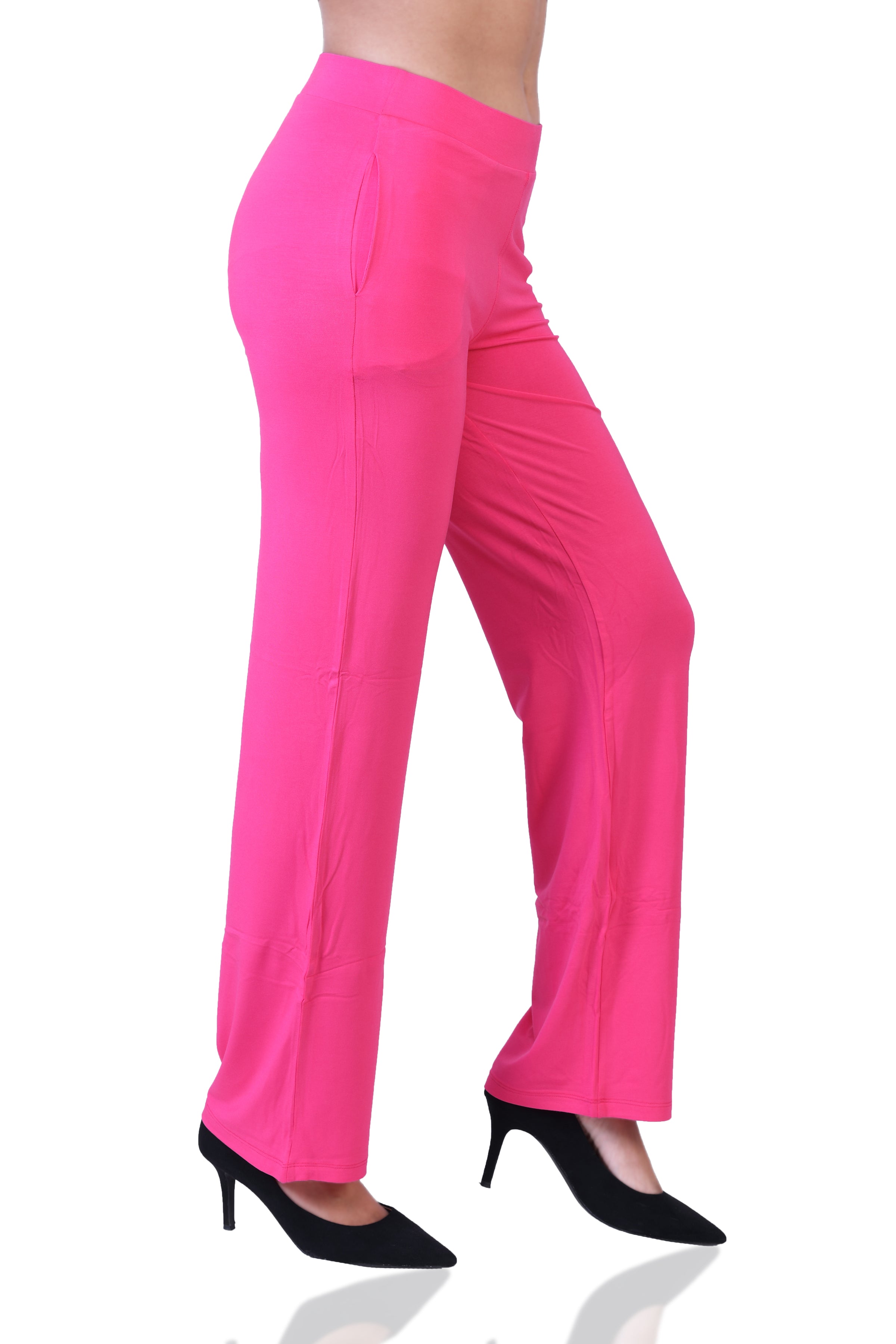 Vila Petite wide leg flared suit trousers in bright pink | ASOS