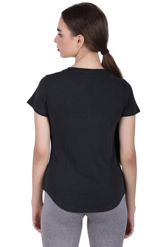 Ell & Voo Shirt Womens SMALL grey short sleeve Activewear T-Shirt Size S