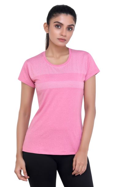 Buy LAASA SPORTS Women Pink Printed Slim Fit Running & Yoga T Shirt -  Tshirts for Women 20281642