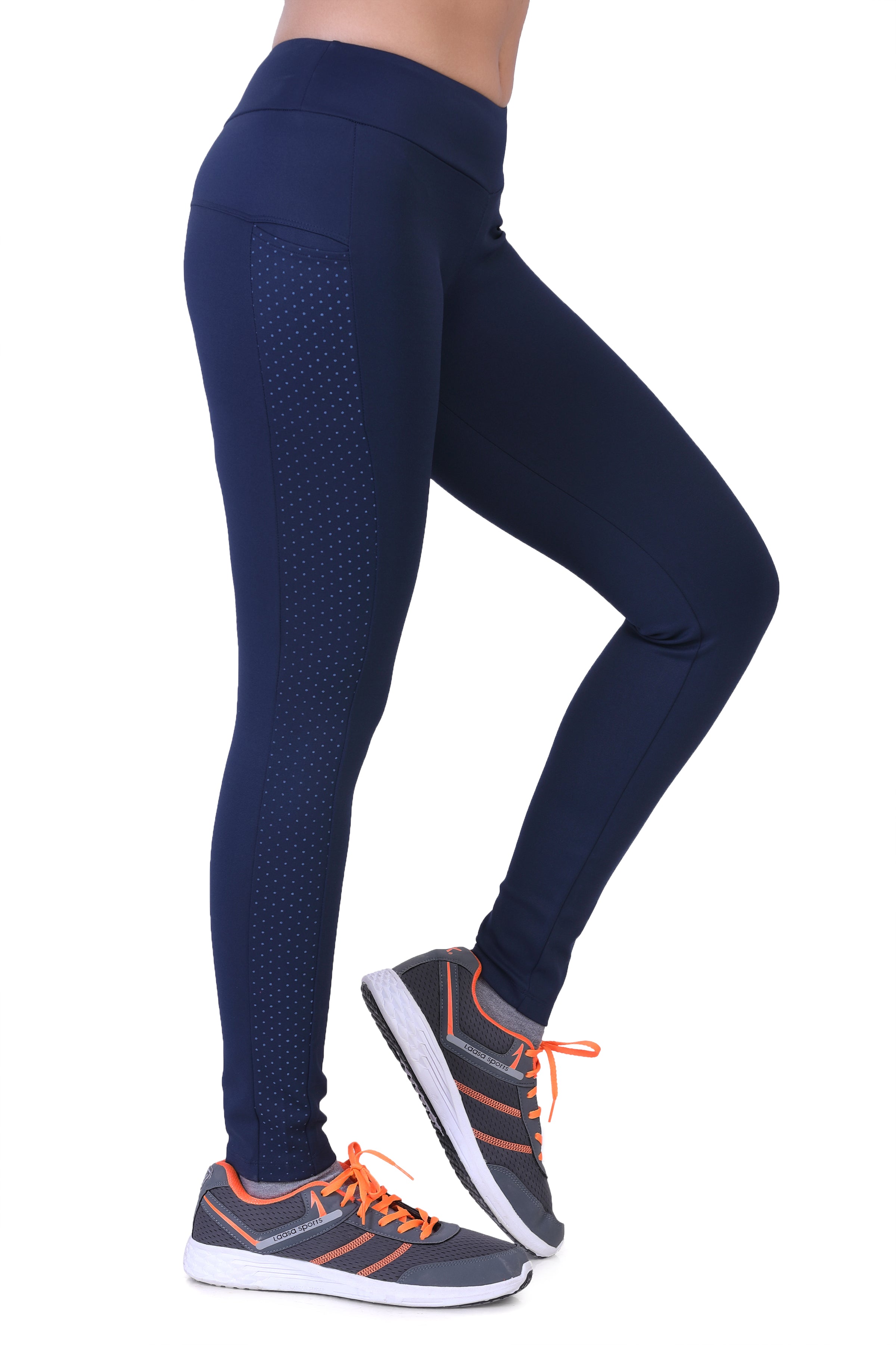 Laasa Sports Women Workout Mesh Tights with Side Pockets